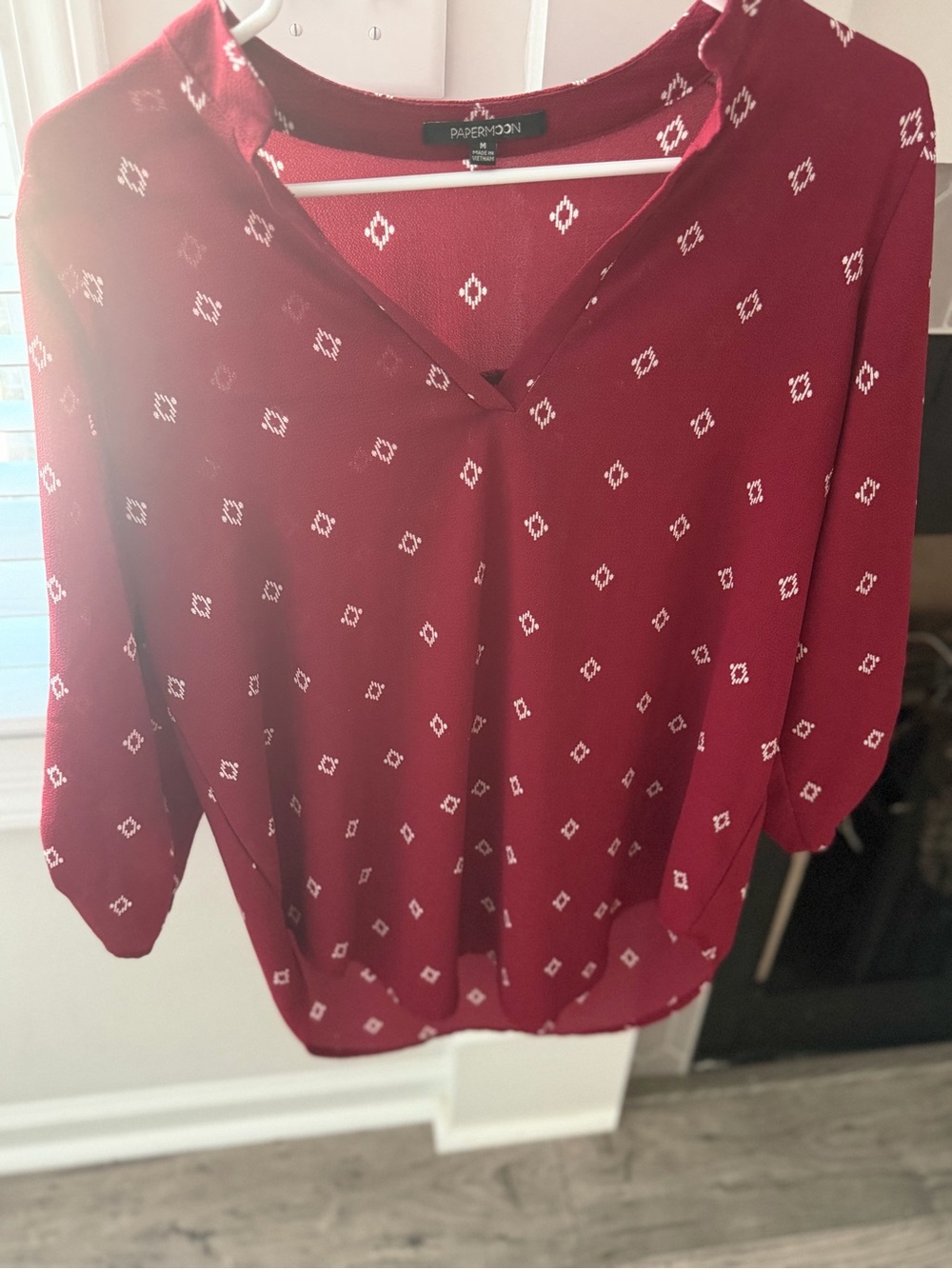 Papermoon Burgundy Printed V-Neck Blouse